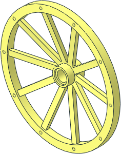 Wheel  3.2 x 56 with 10 Spokes Wooden
