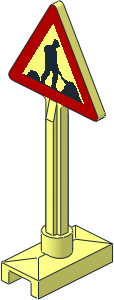 Roadsign Triangular Type 1 with Road Works with 2 Piles (Thick Worker) Pattern