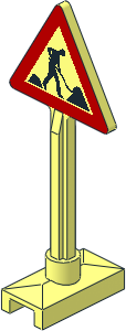 Roadsign Triangular Type 1 with Road Works with 2 Piles (Thin Worker) Pattern