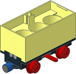 Train Battery Box Car with Three Contact Holes, Red Switch Lever, Red Wheels and Magnets (Complete)