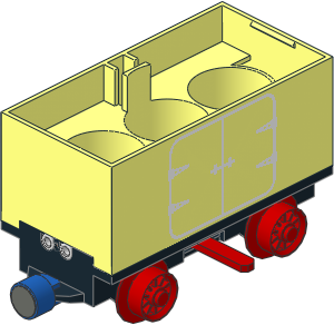 Train Battery Box Car with Three Contact Holes, Red Switch Lever, Red Wheels and Magnets with Wagon Door Outline Sticker(Complete)