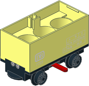 Train Battery Box Car with Three Contact Holes, Red Switch Lever and Black Wheels with "DB 7722" Sticker(Complete)