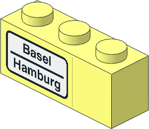 Brick  1 x  3 with "Basel - Hamburg" Left Sticker