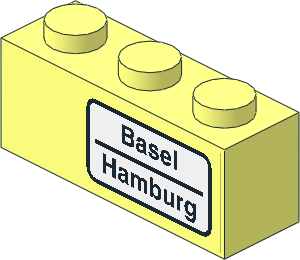 Brick  1 x  3 with "Basel - Hamburg" Right Sticker
