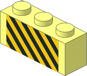 Brick  1 x  3 with Black and Yellow Danger Stripes Sticker