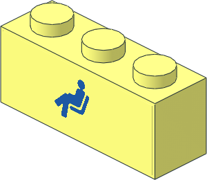 Brick  1 x  3 with Blue Train Passenger Car Sticker