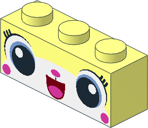 Brick  1 x  3 with Cat Face, Wide Round Eyes and Open Mouth with Tongue Pattern