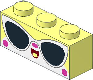 Brick  1 x  3 with Cat Face, Open Mouth with Tongue and Sunglasses with Silver Rim Pattern