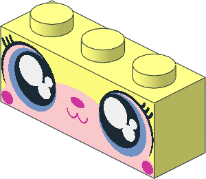 Brick  1 x  3 with Cat Face, Wide Round Eyes and Closed Smiling Mouth Pattern
