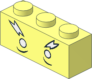 Brick  1 x  3 with Face White Eyes and Lightning Eyebrows Pattern
