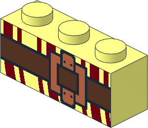 Brick  1 x  3 with Dark Red Lines, Brown Belt and Dark Nougat Buckle Pattern