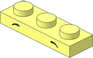 Plate  1 x  3 with Symmetric, Middle Set Black Rounded Eyebrows Pattern