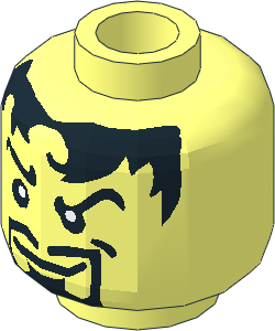 Minifig Head with Smirk, Black Hair and Goatee Pattern