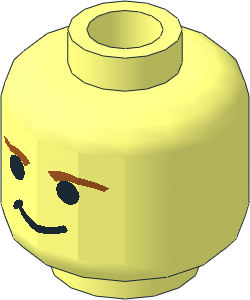 Minifig Head with SW Smirk and Brown Eyebrows Pattern