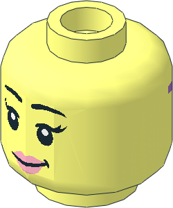 Minifig Head Female with Black Eyebrows, Pink Lips, Eyelashes / Sunglasses with Medium Lavender Frames 2-Sided Pattern
