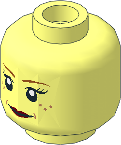 Minifig Head Female with DarkRed Lips, Open/Closed Mouth, Freckles 2-Sided Pattern
