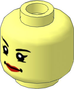 Minifig Head Female with Black Eyebrows and Red Lips Determined Look / Open Mouth Smile 2-Sided Pattern