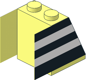 Slope Brick 65  2 x  2 x  2 without Centre Tube with Funnel Black with White Stripes Sticker