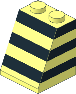 Slope Brick 65  2 x  2 x  2 without Centre Tube with Black Stripes Back and Right Sticker
