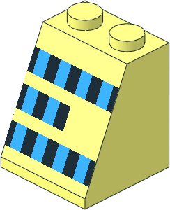 Slope Brick 65  2 x  2 x  2 without Centre Tube with Two and a Half Rows of Black and Light Blue Squares Left Sticker