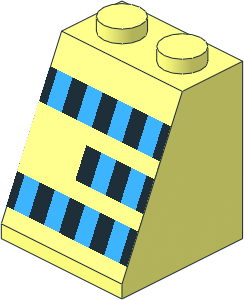 Slope Brick 65  2 x  2 x  2 without Centre Tube with Two and a Half Rows of Black and Light Blue Squares Right Sticker