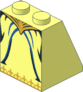 Slope Brick 65  2 x  2 x  2 with Centre Tube with Gold Waist and Bottom Trim Pattern