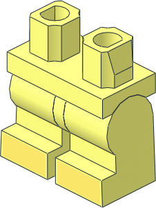 Minifig Hips and Legs Medium with Bright Light Yellow Shoe Tip Pattern