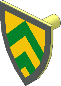 Minifig Shield Triangular with Green Chevrons on Yellow Sticker