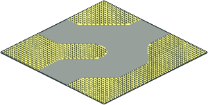 Baseplate 50 x 50 Road 3-way Curve with Grey Road Pattern