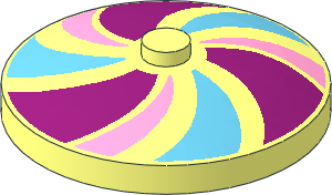 Dish  4 x  4 Inverted with Magenta, Bright Pink and Medium Azure Stripes Pattern