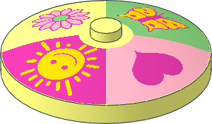 Dish  4 x  4 Inverted with Four Section Heart, Sun, Flower, Butterfly Pattern