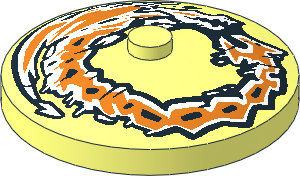 Dish  4 x  4 Inverted with Orange and White Dragon Graffiti Pattern