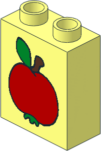 Duplo Brick  1 x  2 x  2 with Apple Pattern