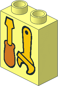 Duplo Brick  1 x  2 x  2 with Screwdriver and Wrench Pattern