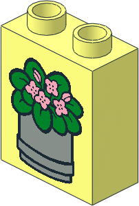 Duplo Brick  1 x  2 x  2 with Potted Plant Pattern