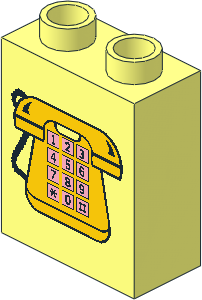 Duplo Brick  1 x  2 x  2 with Yellow Telephone Pattern