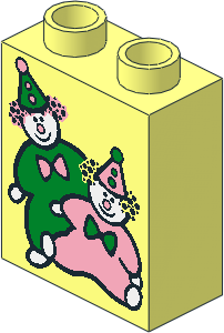 Duplo Brick  1 x  2 x  2 with Two Clowns Pattern