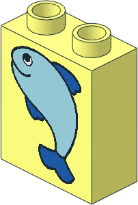 Duplo Brick  1 x  2 x  2 with Fish Large Pattern
