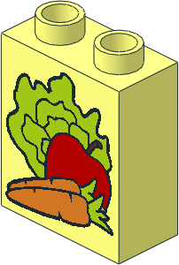 Duplo Brick  1 x  2 x  2 with Lettuce, Carrot and Apple Pattern