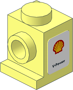 Brick  1 x  1 with Headlight with Shell Logo on White Background Stickers