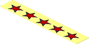 Sticker  0.8 x  4.8 with  5 Red Black Outlined Stars and Transparent Background