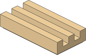 ~_Tile  1 x  2 Grille with Groove Tan (Obsolete)