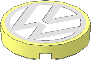 Tile  2 x  2 Round with Chrome Silver "VW" Sticker