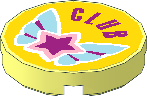 Tile  2 x  2 Round with "CLUB" and Magenta Star on Butterfly Wings Sticker