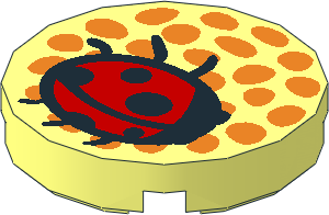 Tile  2 x  2 Round with Orange Dots and Red Ladybug Pattern