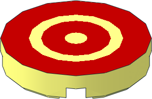 Tile  2 x  2 Round with Red Rings Pattern