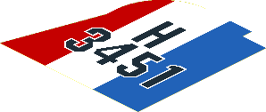Sticker  5.8 x  5.8 with Black "H3451" on Blue, Red and White Stripes Right