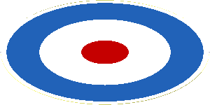 Sticker  4.6 x  4.6 Round with Red/White/Blue Concentric Rings