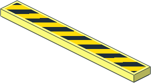 Tile  1 x  8 with Black and Yellow Danger Stripes Leaning Right Sticker