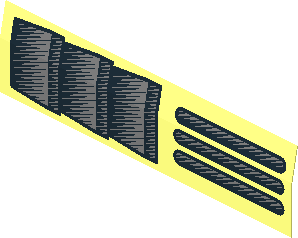 Sticker  0.9 x  3.9 with Vertical and Horizontal Grille (Formed, Left)
